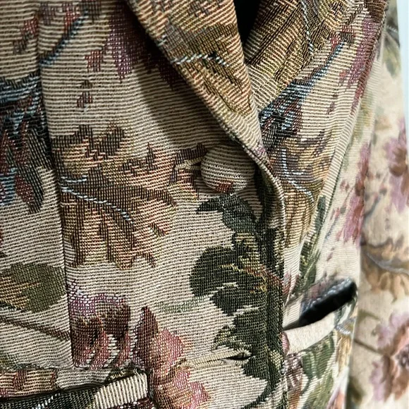 VNTG Crazy Horse by Liz Claiborne Multicolor Floral Tapestry Blazer - Picture 4 of 5